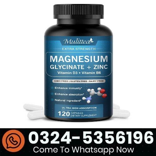 Mulittea Magnesium Glycinate + Zinc Vitamin D3 B6 - 120 Capsules In Pakistan