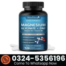 Mulittea Magnesium Glycinate + Zinc Vitamin D3 B6 - 120 Capsules In Pakistan